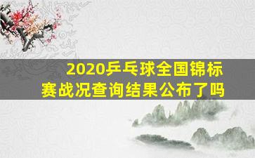 2020乒乓球全国锦标赛战况查询结果公布了吗