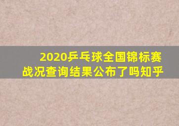 2020乒乓球全国锦标赛战况查询结果公布了吗知乎