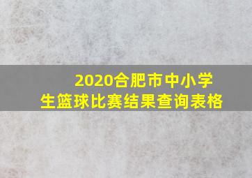 2020合肥市中小学生篮球比赛结果查询表格