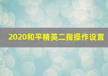 2020和平精英二指操作设置