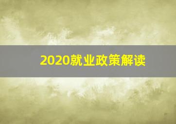 2020就业政策解读