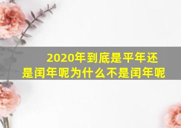 2020年到底是平年还是闰年呢为什么不是闰年呢