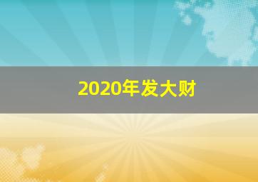 2020年发大财