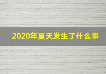 2020年夏天发生了什么事