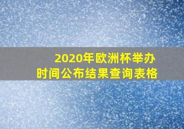 2020年欧洲杯举办时间公布结果查询表格