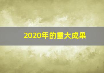 2020年的重大成果