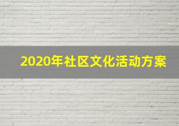 2020年社区文化活动方案