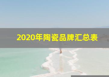 2020年陶瓷品牌汇总表