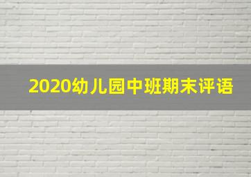 2020幼儿园中班期末评语