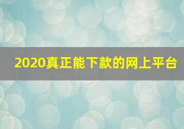 2020真正能下款的网上平台