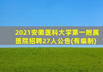 2021安徽医科大学第一附属医院招聘27人公告(有编制)