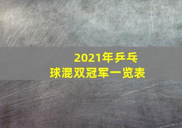 2021年乒乓球混双冠军一览表