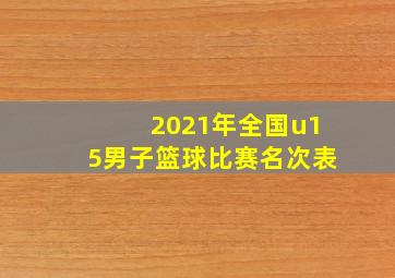 2021年全国u15男子篮球比赛名次表