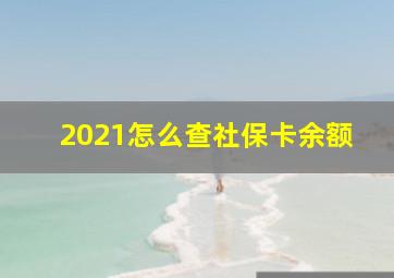 2021怎么查社保卡余额