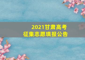 2021甘肃高考征集志愿填报公告