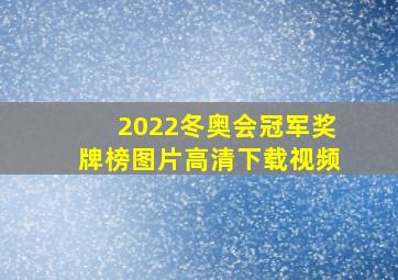 2022冬奥会冠军奖牌榜图片高清下载视频