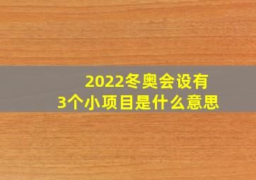 2022冬奥会设有3个小项目是什么意思