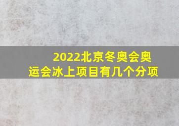 2022北京冬奥会奥运会冰上项目有几个分项