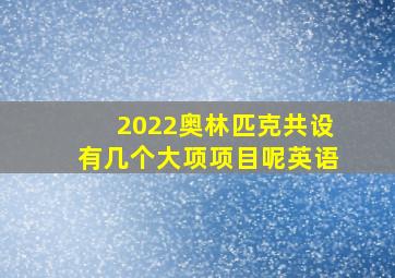 2022奥林匹克共设有几个大项项目呢英语