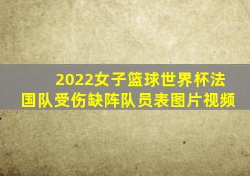 2022女子篮球世界杯法国队受伤缺阵队员表图片视频