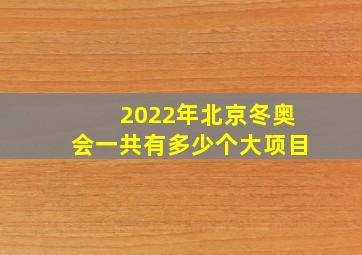 2022年北京冬奥会一共有多少个大项目