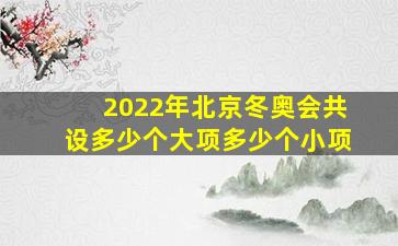 2022年北京冬奥会共设多少个大项多少个小项