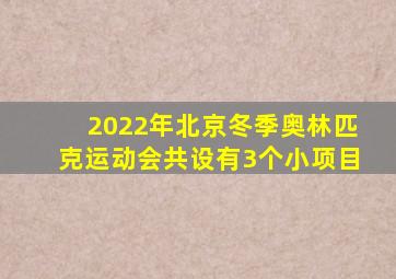 2022年北京冬季奥林匹克运动会共设有3个小项目