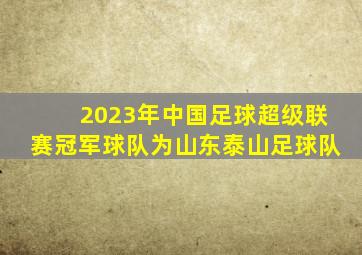 2023年中国足球超级联赛冠军球队为山东泰山足球队