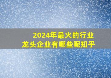 2024年最火的行业龙头企业有哪些呢知乎