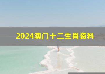 2024澳门十二生肖资料