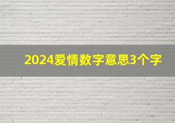 2024爱情数字意思3个字