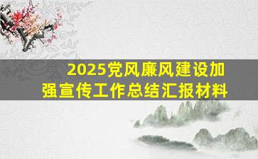 2025党风廉风建设加强宣传工作总结汇报材料