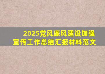 2025党风廉风建设加强宣传工作总结汇报材料范文