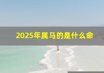 2025年属马的是什么命