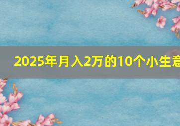 2025年月入2万的10个小生意