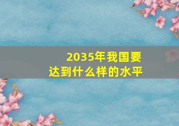 2035年我国要达到什么样的水平