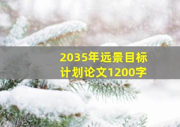 2035年远景目标计划论文1200字