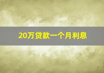 20万贷款一个月利息