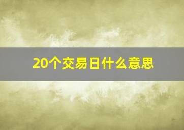 20个交易日什么意思