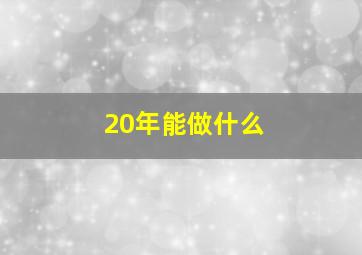 20年能做什么