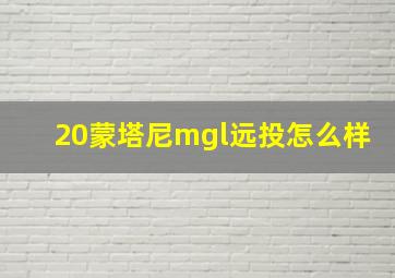 20蒙塔尼mgl远投怎么样