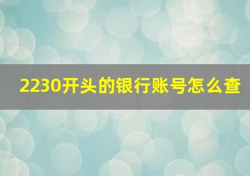 2230开头的银行账号怎么查