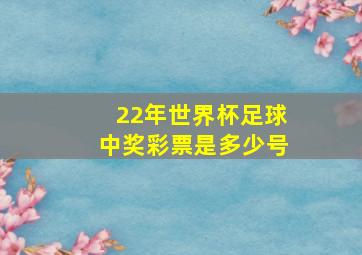 22年世界杯足球中奖彩票是多少号