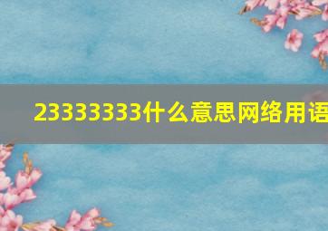 23333333什么意思网络用语