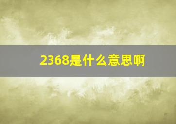 2368是什么意思啊