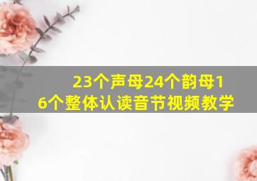 23个声母24个韵母16个整体认读音节视频教学