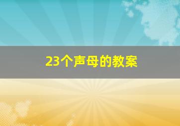 23个声母的教案