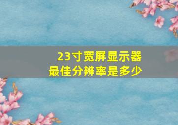 23寸宽屏显示器最佳分辨率是多少