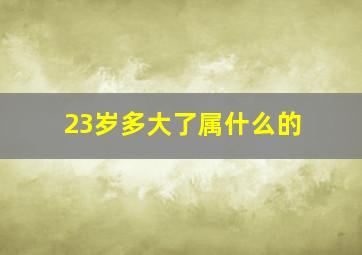 23岁多大了属什么的