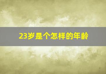 23岁是个怎样的年龄